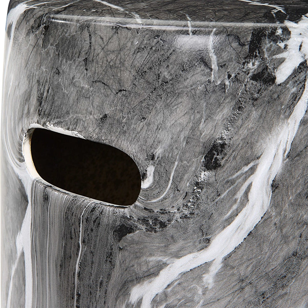 Marvel Marbled Garden Stool - Bombay Mercantile
