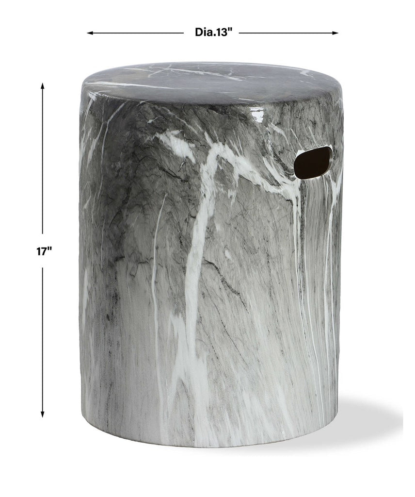 Marvel Marbled Garden Stool - Bombay Mercantile