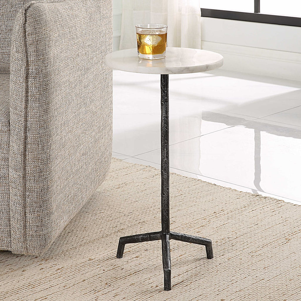 Puritan White Marble Drink Table - Bombay Mercantile