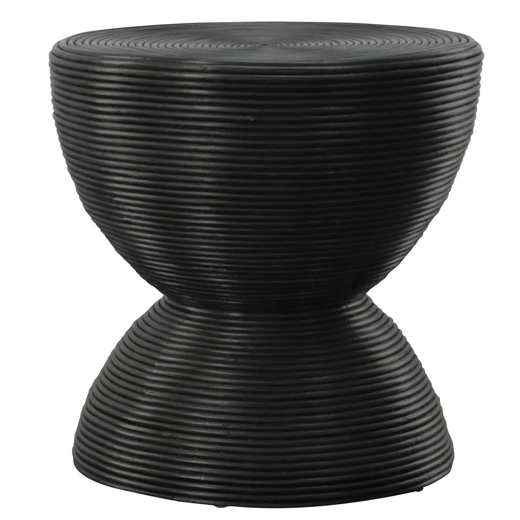 Bongo Black Rattan Side Table - Bombay Mercantile
