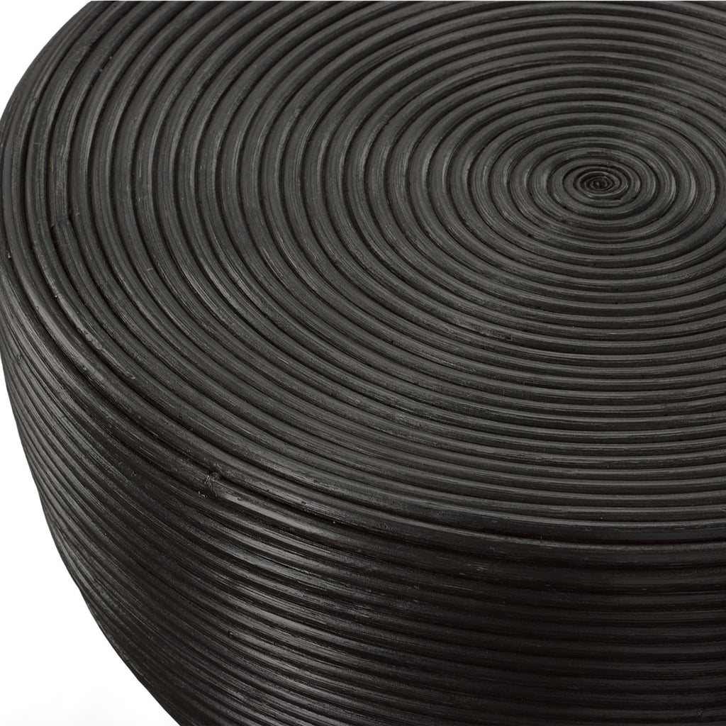 Bongo Black Rattan Side Table - Bombay Mercantile