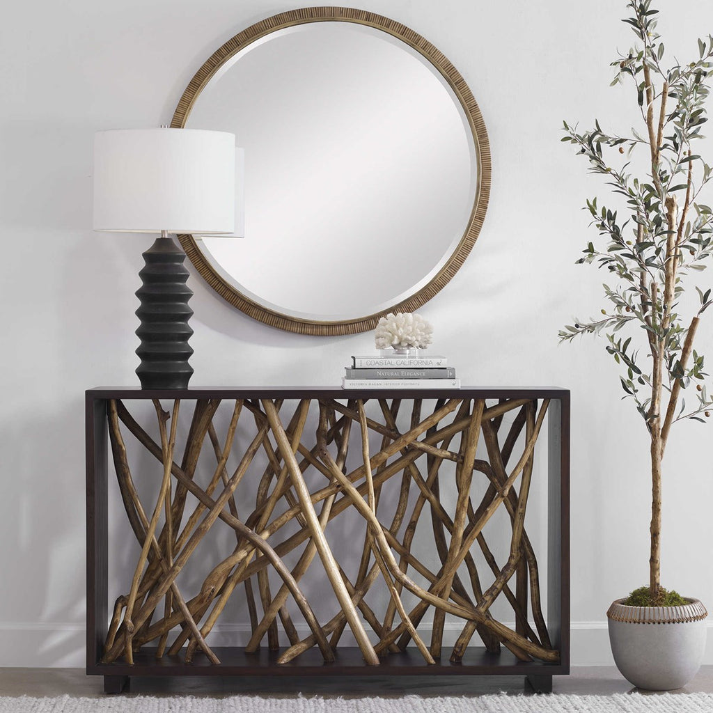 Teak Maze Console Table - Bombay Mercantile