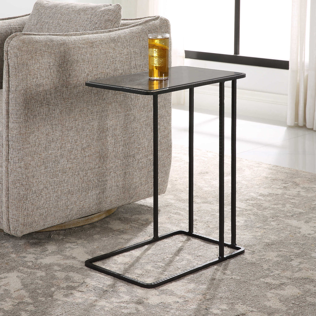 Cavern Stone & Iron Accent Table - Bombay Mercantile