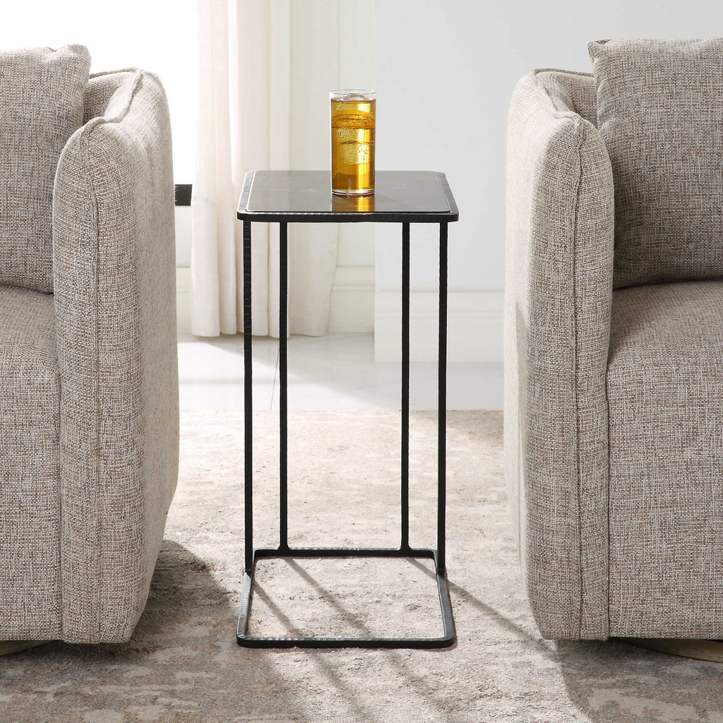 Cavern Stone & Iron Accent Table - Bombay Mercantile