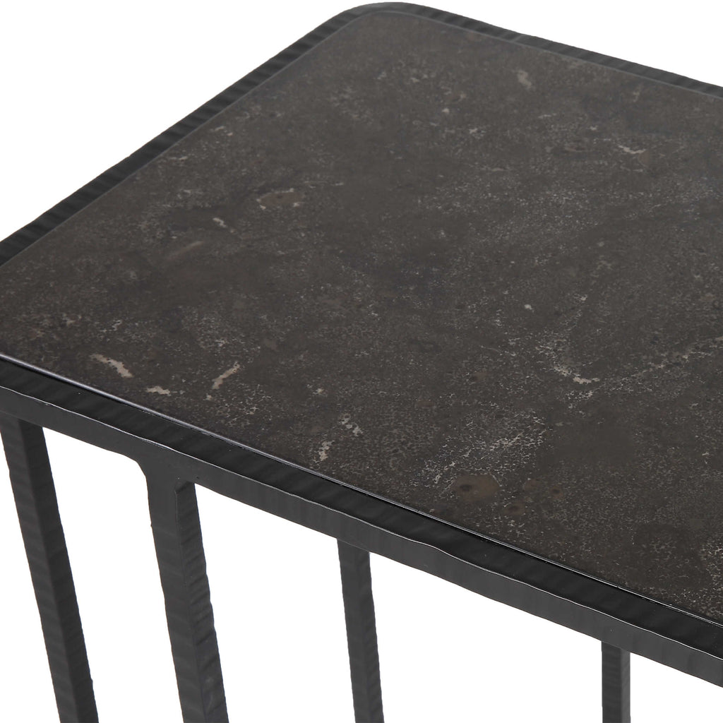 Cavern Stone & Iron Accent Table - Bombay Mercantile