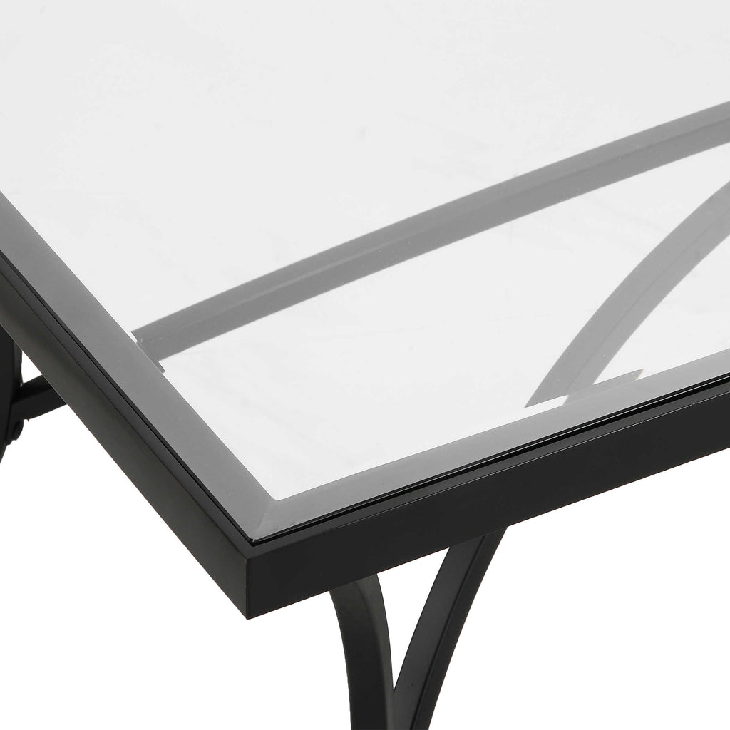 Alayna Black Metal & Glass Coffee Table - Bombay Mercantile