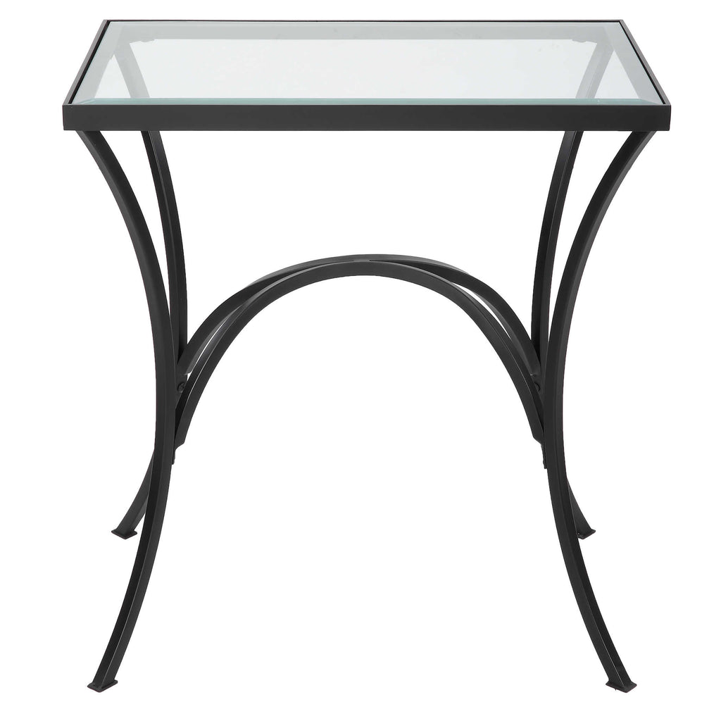 Alayna Black Metal & Glass End Table - Bombay Mercantile