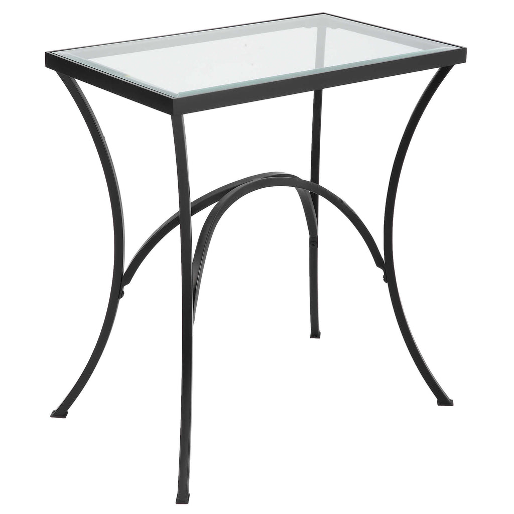 Alayna Black Metal & Glass End Table - Bombay Mercantile