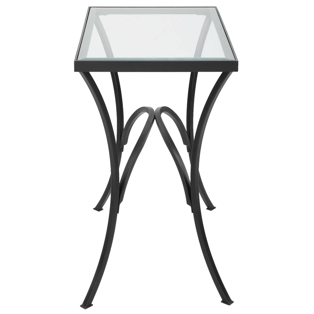 Alayna Black Metal & Glass End Table - Bombay Mercantile