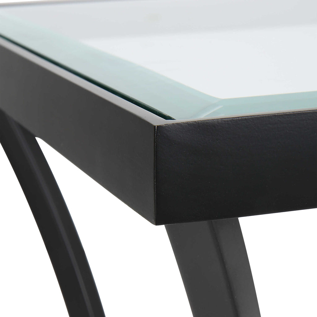 Alayna Black Metal & Glass End Table - Bombay Mercantile