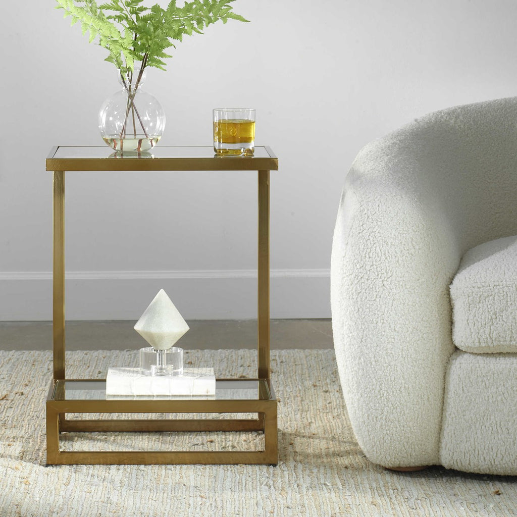 Musing Brushed Brass Accent Table - Bombay Mercantile