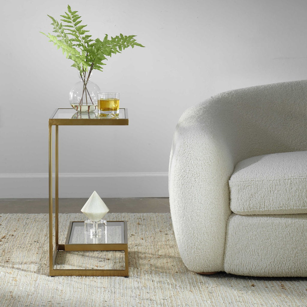 Musing Brushed Brass Accent Table - Bombay Mercantile