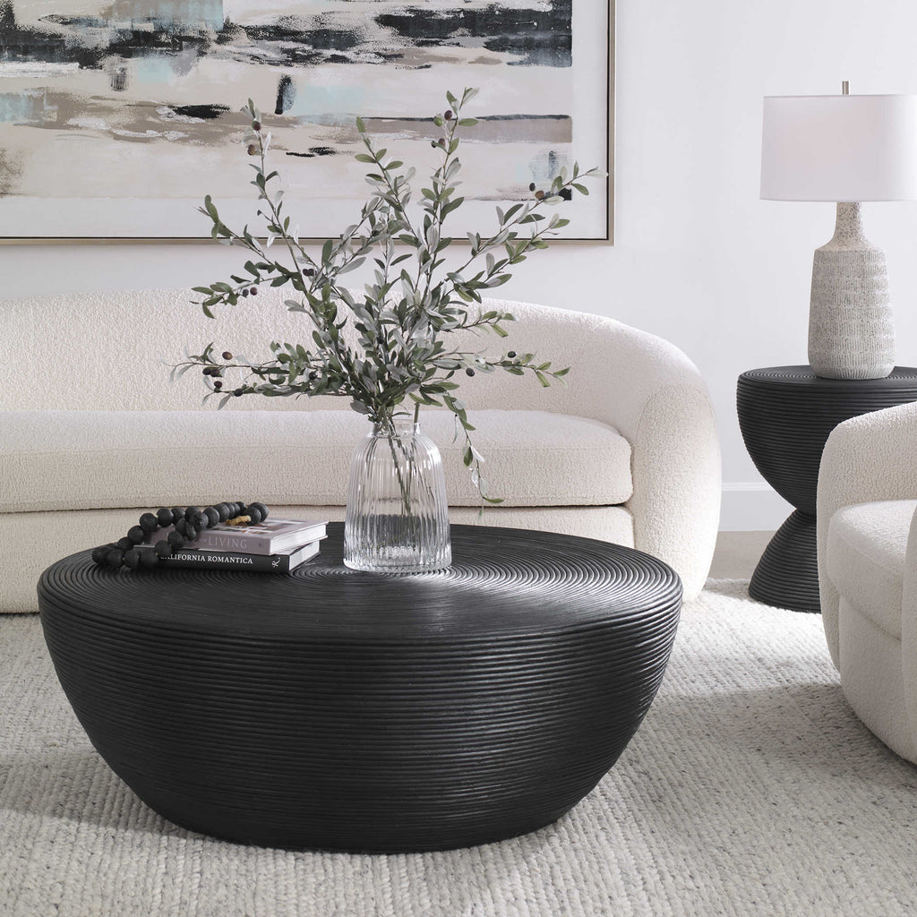 Bongo Black Rattan Coffee Table - Bombay Mercantile