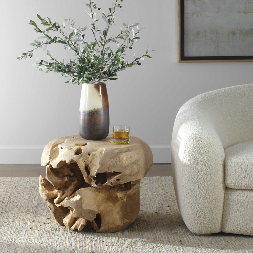 Sola Handcrafted Teak Side Table - Bombay Mercantile