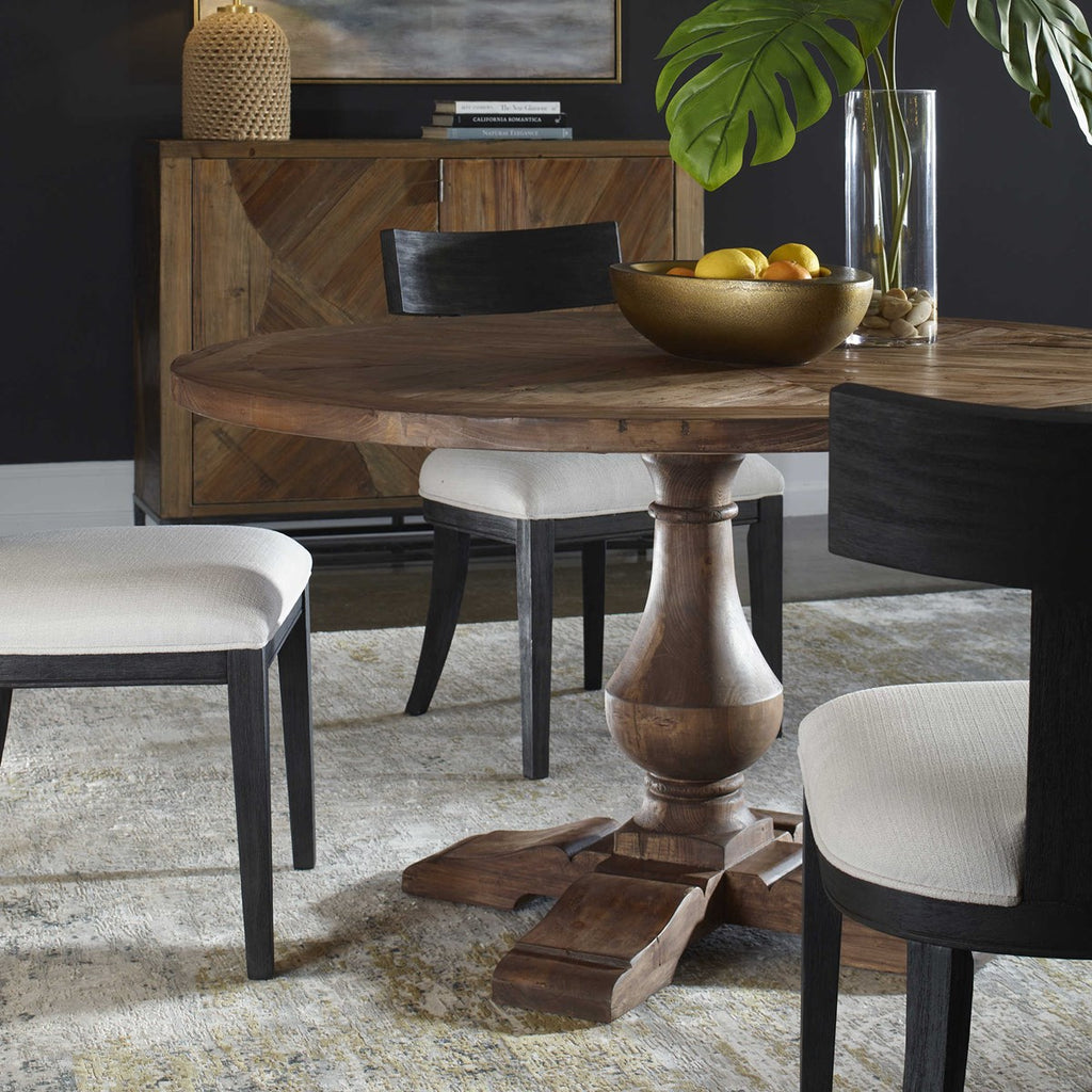 Stratford Wood Round Dining Table - Bombay Mercantile