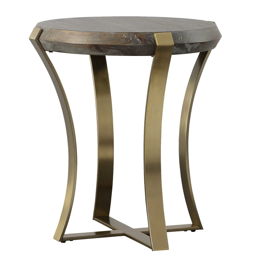 Unite Brass Leg Wood Side Table - Bombay Mercantile