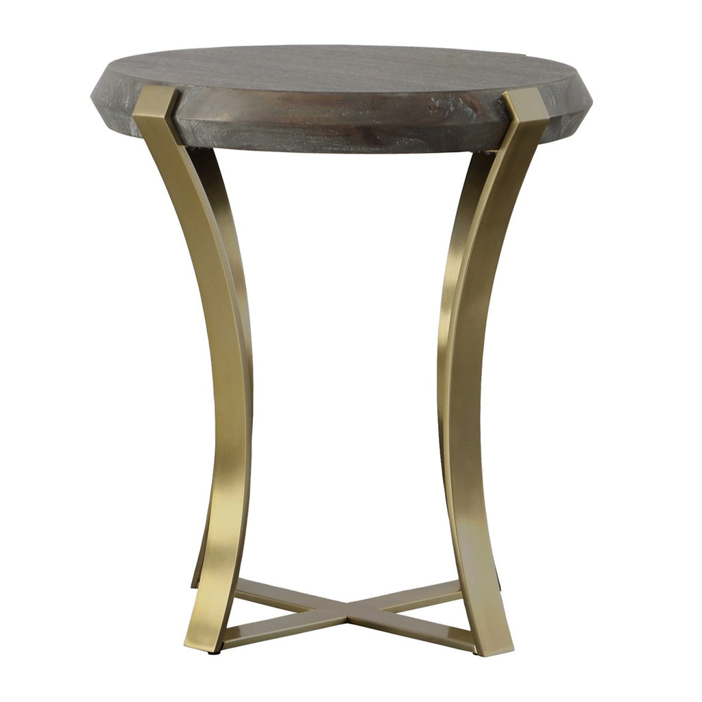 Unite Brass Leg Wood Side Table - Bombay Mercantile