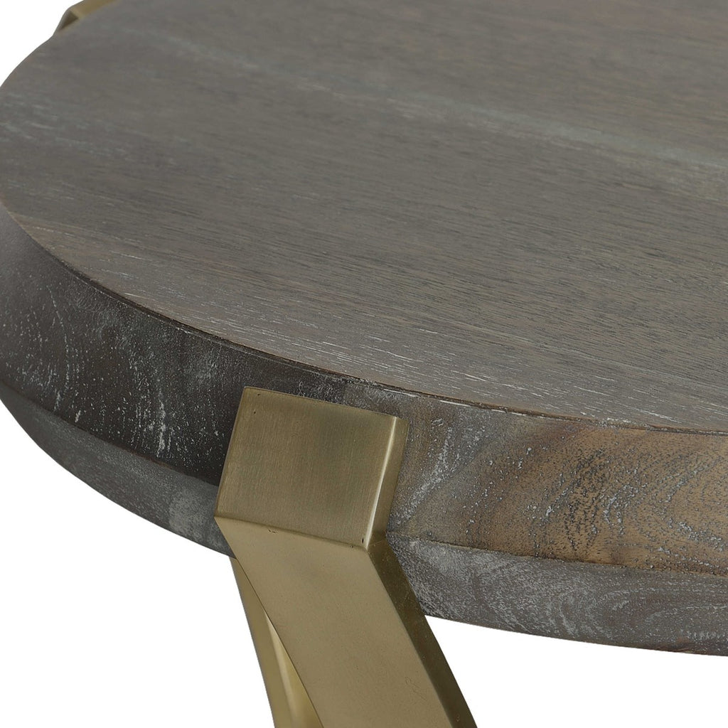 Unite Brass Leg Wood Side Table - Bombay Mercantile