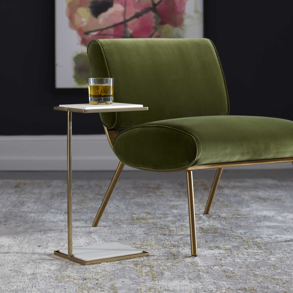 Elevate White Marble Drink Table - Bombay Mercantile