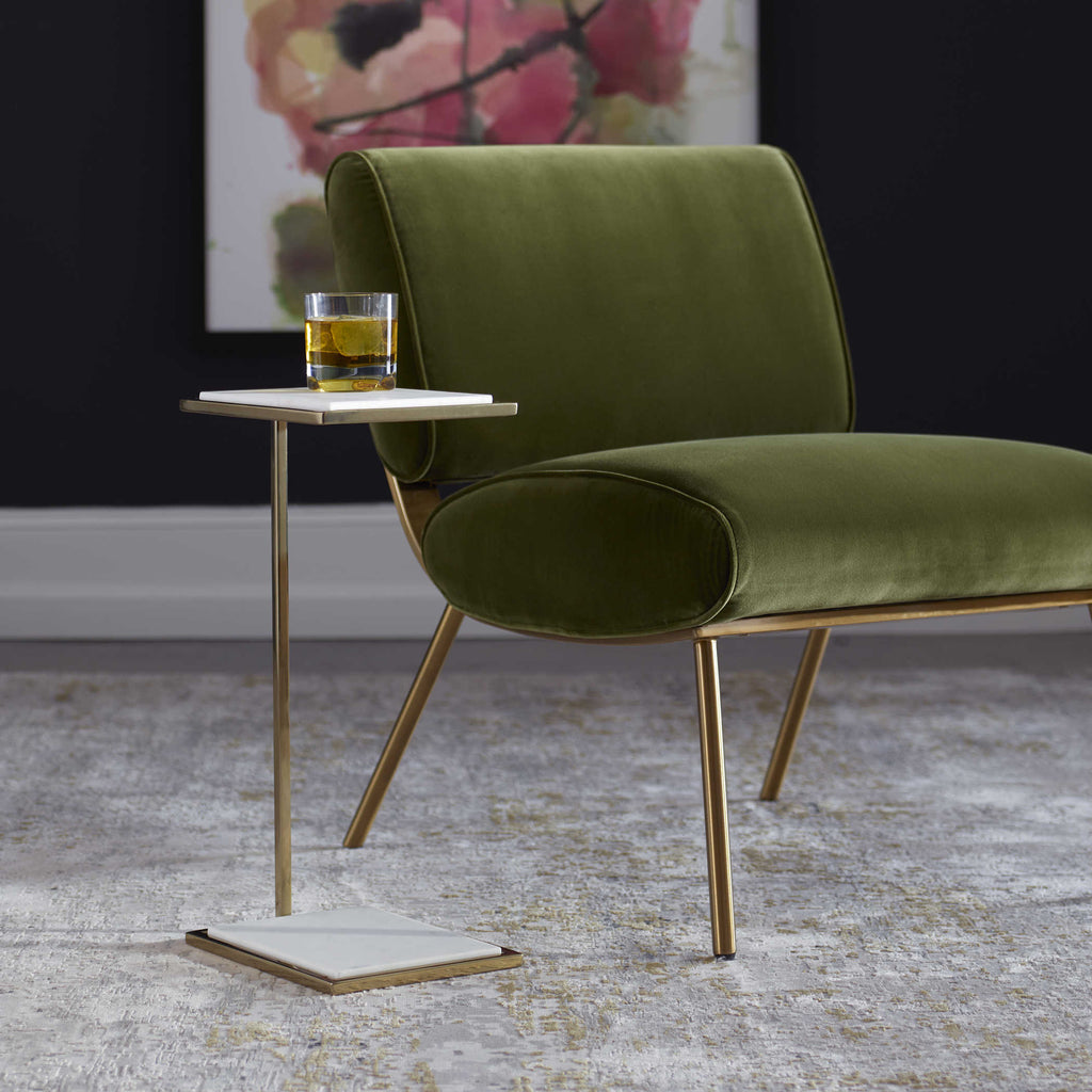Elevate White Marble Drink Table - Bombay Mercantile