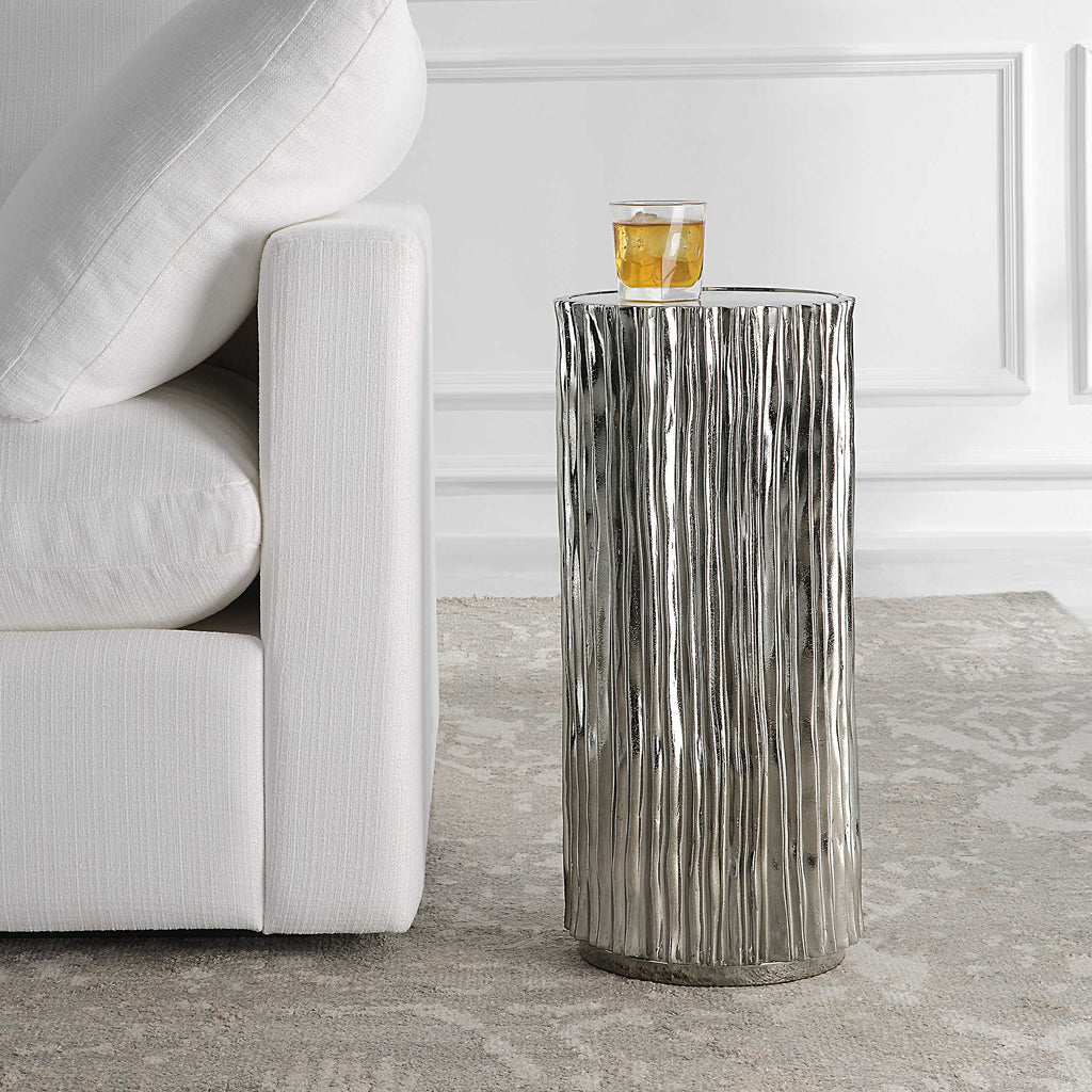 Echo Modern Nickel Drink Table - Bombay Mercantile