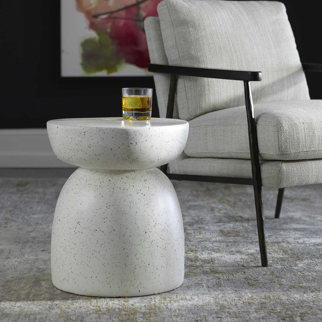 Inhale Cast White Accent Table - Bombay Mercantile