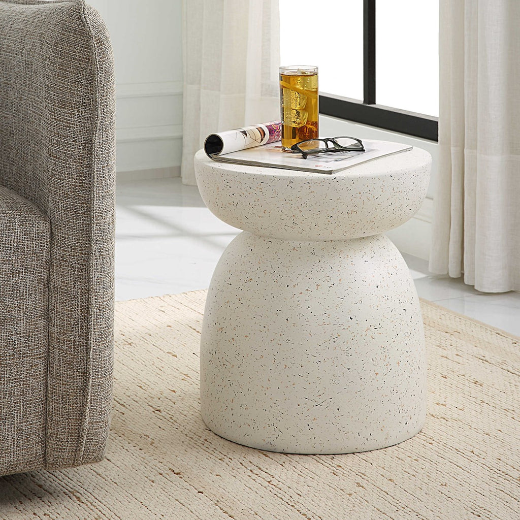 Inhale Cast White Accent Table - Bombay Mercantile