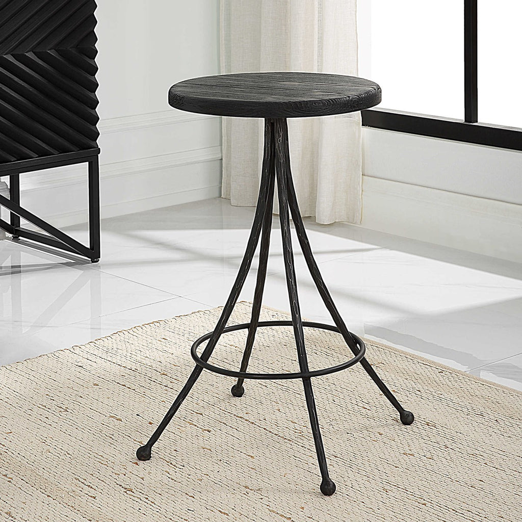 Sona Black Counter Stool - Bombay Mercantile