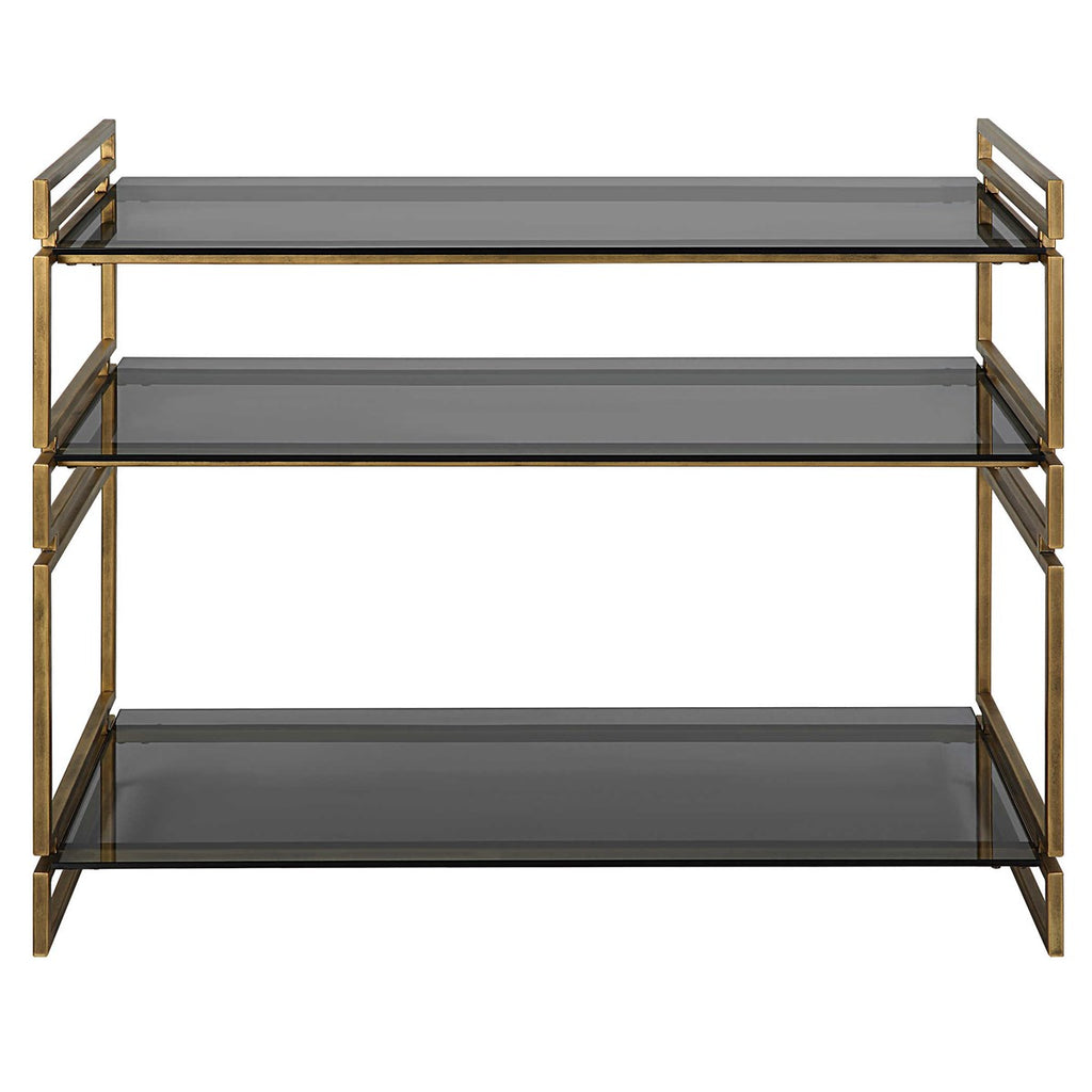 Stacked Up Gray Glass Console Table - Bombay Mercantile