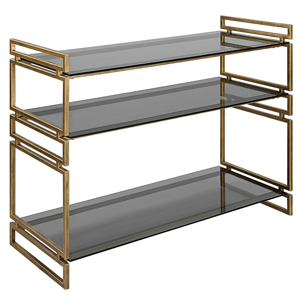 Stacked Up Gray Glass Console Table - Bombay Mercantile