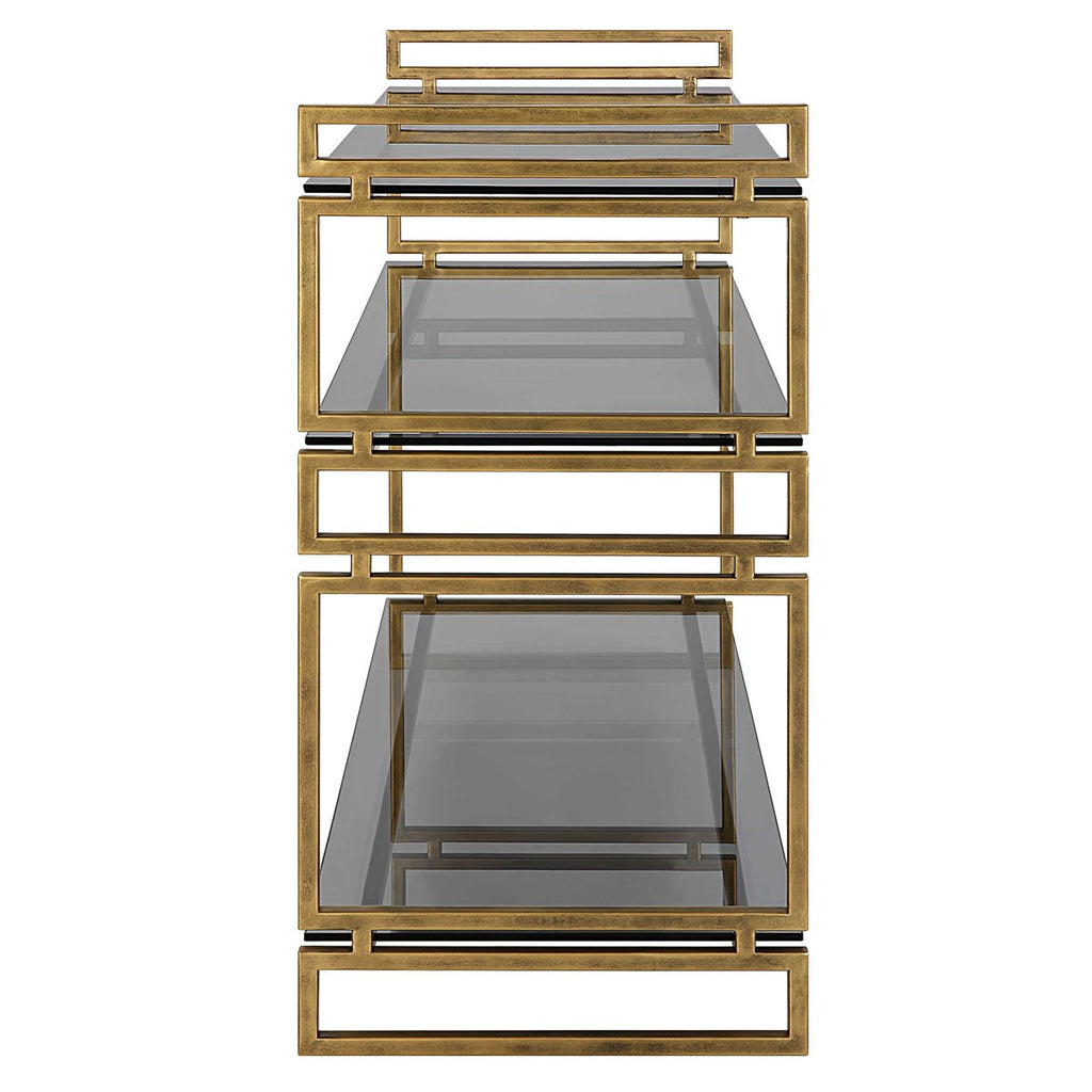 Stacked Up Gray Glass Console Table - Bombay Mercantile