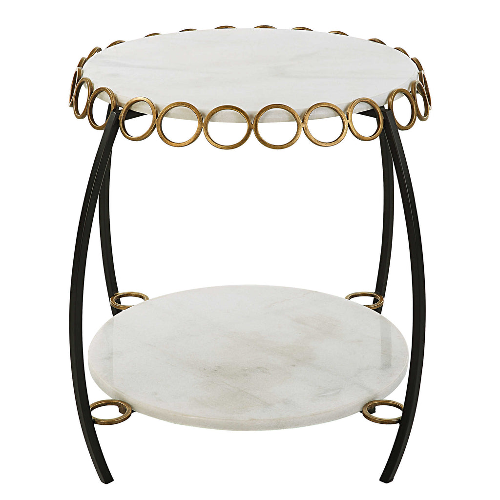 Chainlink White Marble Side Table - Bombay Mercantile