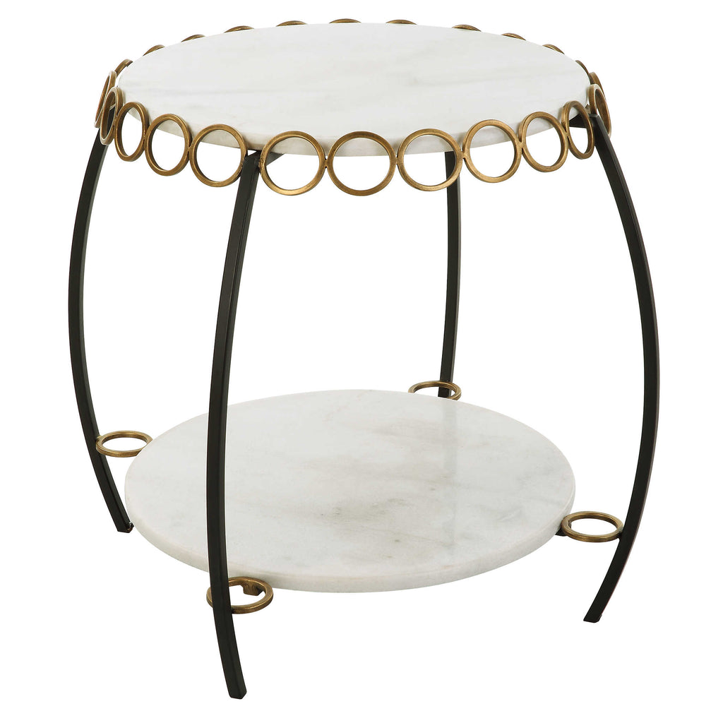 Chainlink White Marble Side Table - Bombay Mercantile