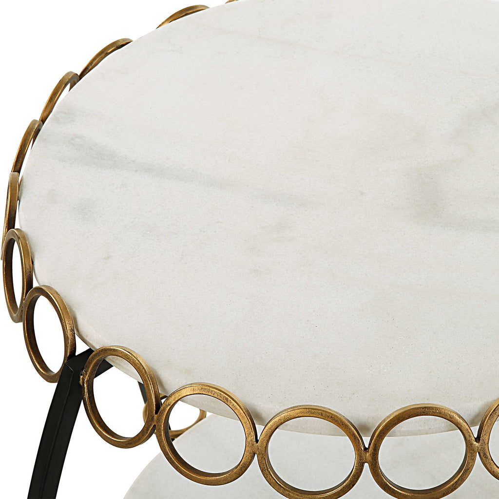 Chainlink White Marble Side Table - Bombay Mercantile