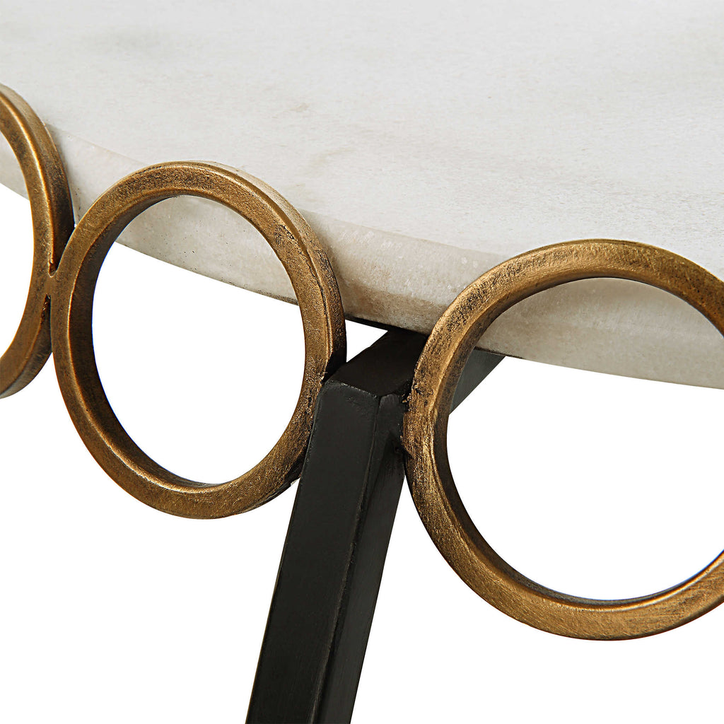 Chainlink White Marble Side Table - Bombay Mercantile