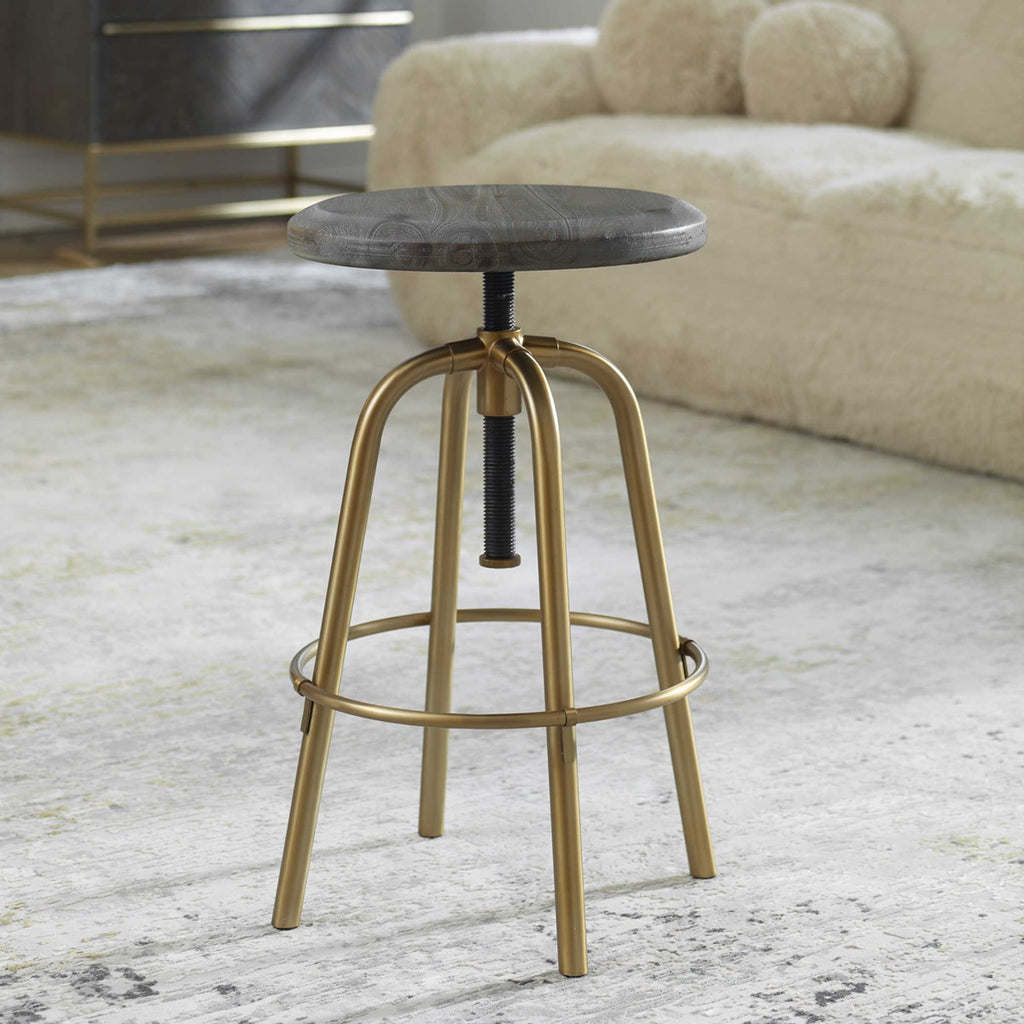Revolve Brass Counter Stool - Bombay Mercantile