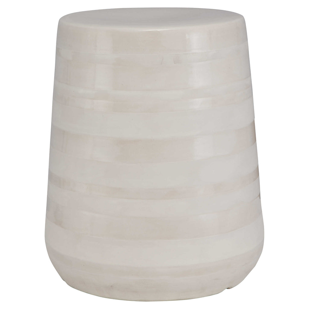 Desert Plains White Glaze Garden Stool - Bombay Mercantile