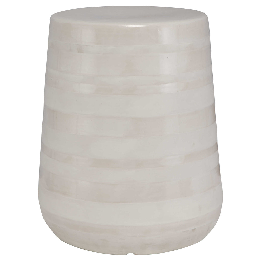Desert Plains White Glaze Garden Stool - Bombay Mercantile