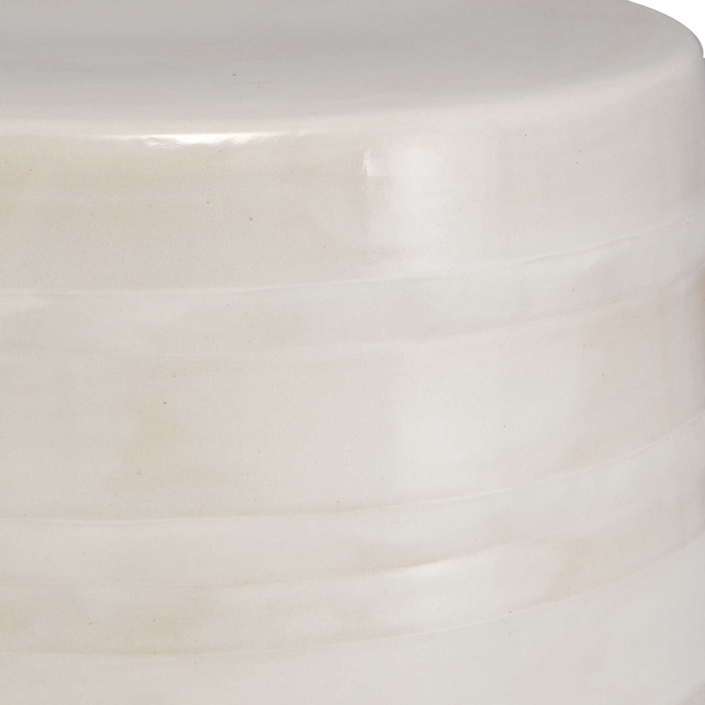 Desert Plains White Glaze Garden Stool - Bombay Mercantile