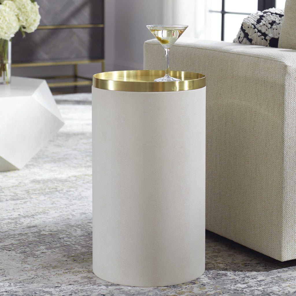 Circuit Brass & White Accent Table - Bombay Mercantile