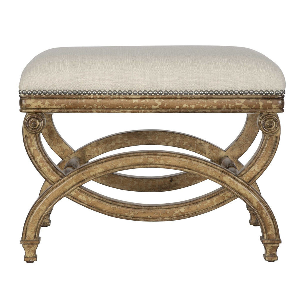 Karline Natural Linen Small Bench - Bombay Mercantile