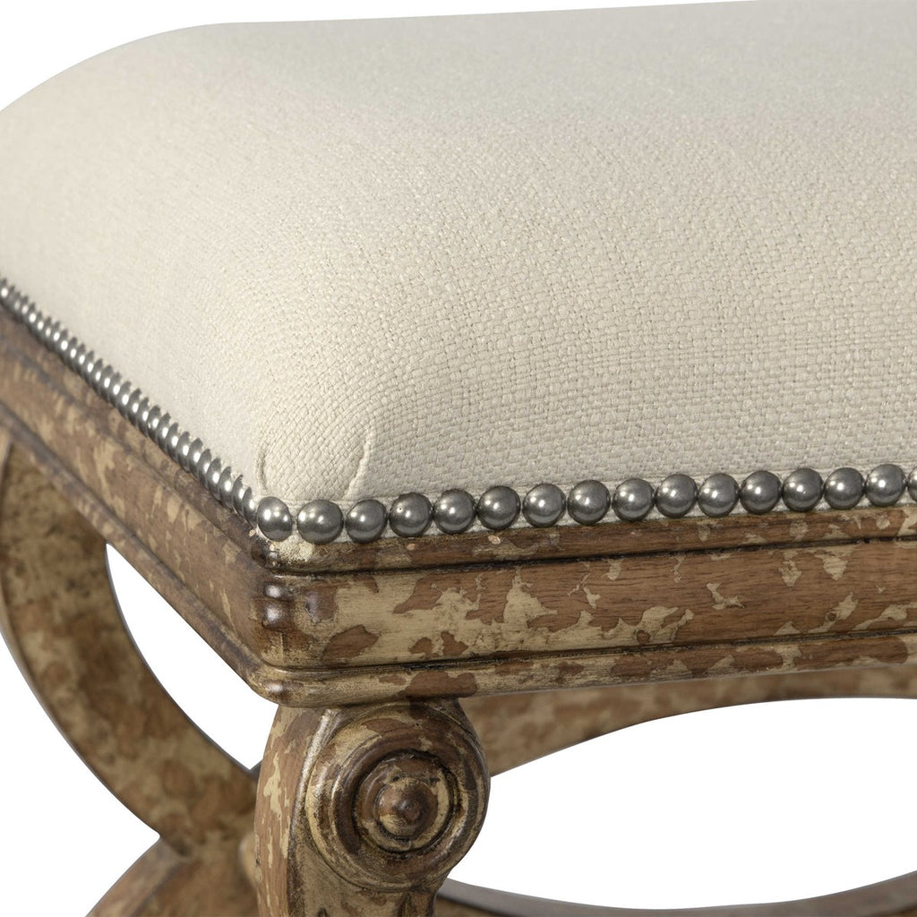 Karline Natural Linen Small Bench - Bombay Mercantile