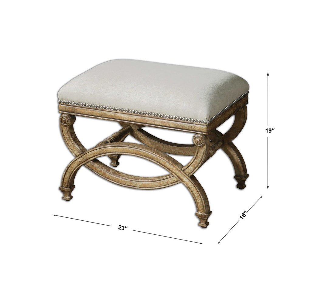 Karline Natural Linen Small Bench - Bombay Mercantile
