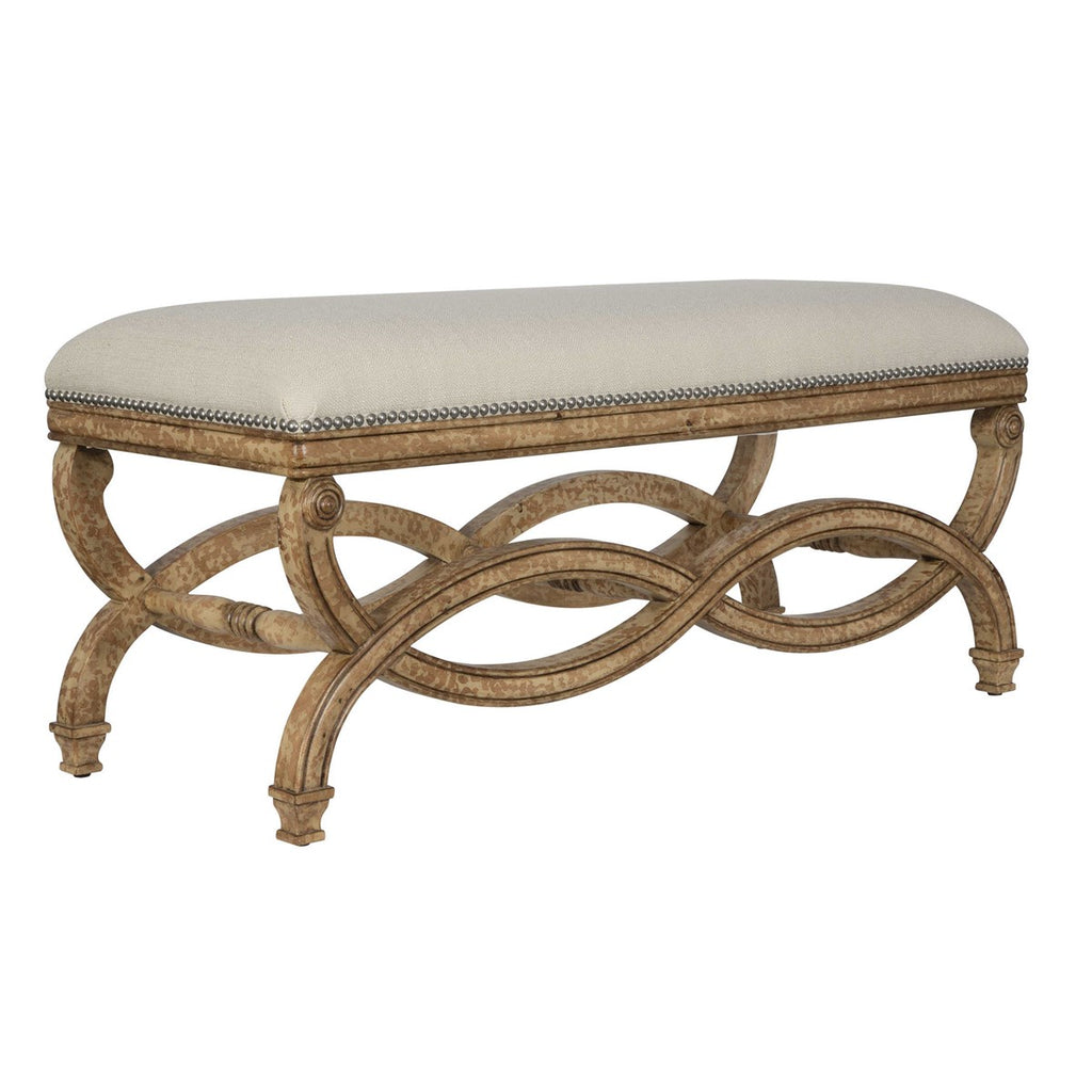 Karline Natural Linen Bench - Bombay Mercantile