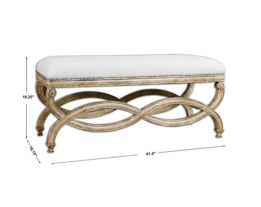 Karline Natural Linen Bench - Bombay Mercantile