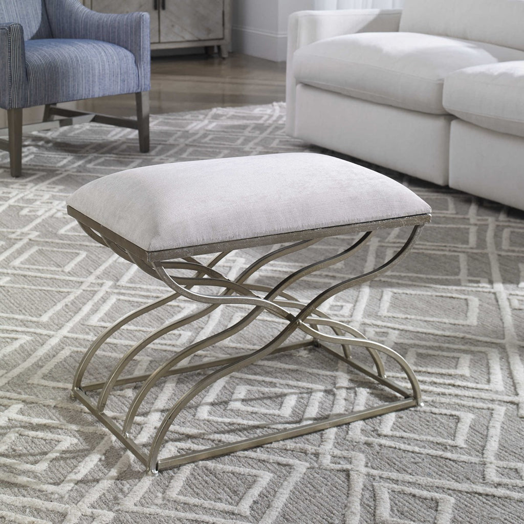 Shea Satin Nickel Small Bench - Bombay Mercantile