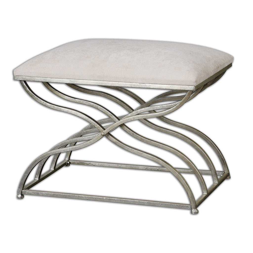 Shea Satin Nickel Small Bench - Bombay Mercantile