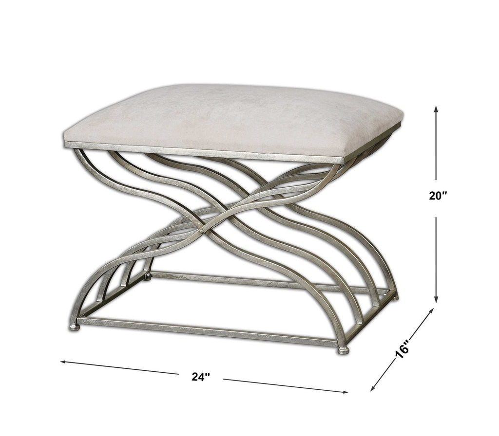 Shea Satin Nickel Small Bench - Bombay Mercantile