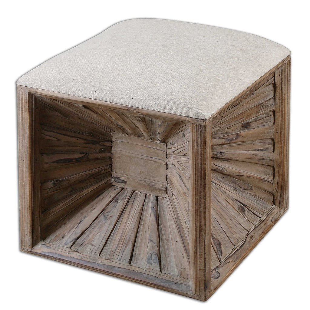 Jia Wooden Ottoman - Bombay Mercantile