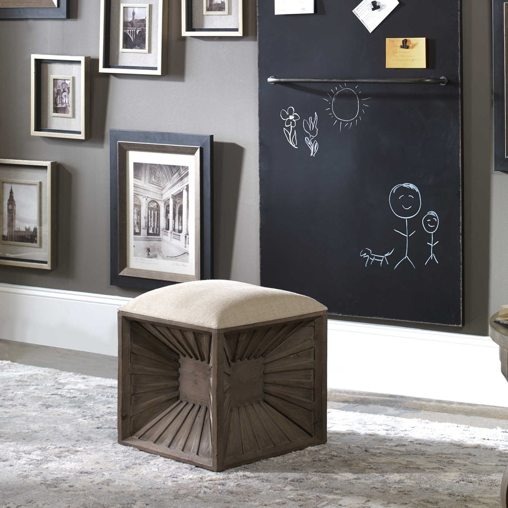Jia Wooden Ottoman - Bombay Mercantile